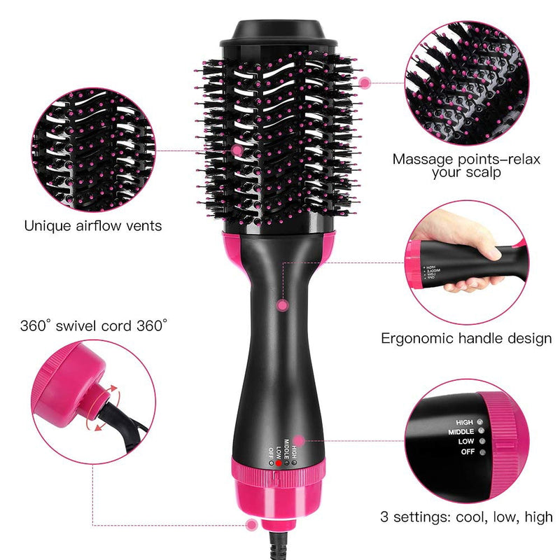 Profissional 2 em 1 multifuncional secador de cabelo volumizer uma etapa escova de secagem cabelo elétrico escova de ar quente rotativo